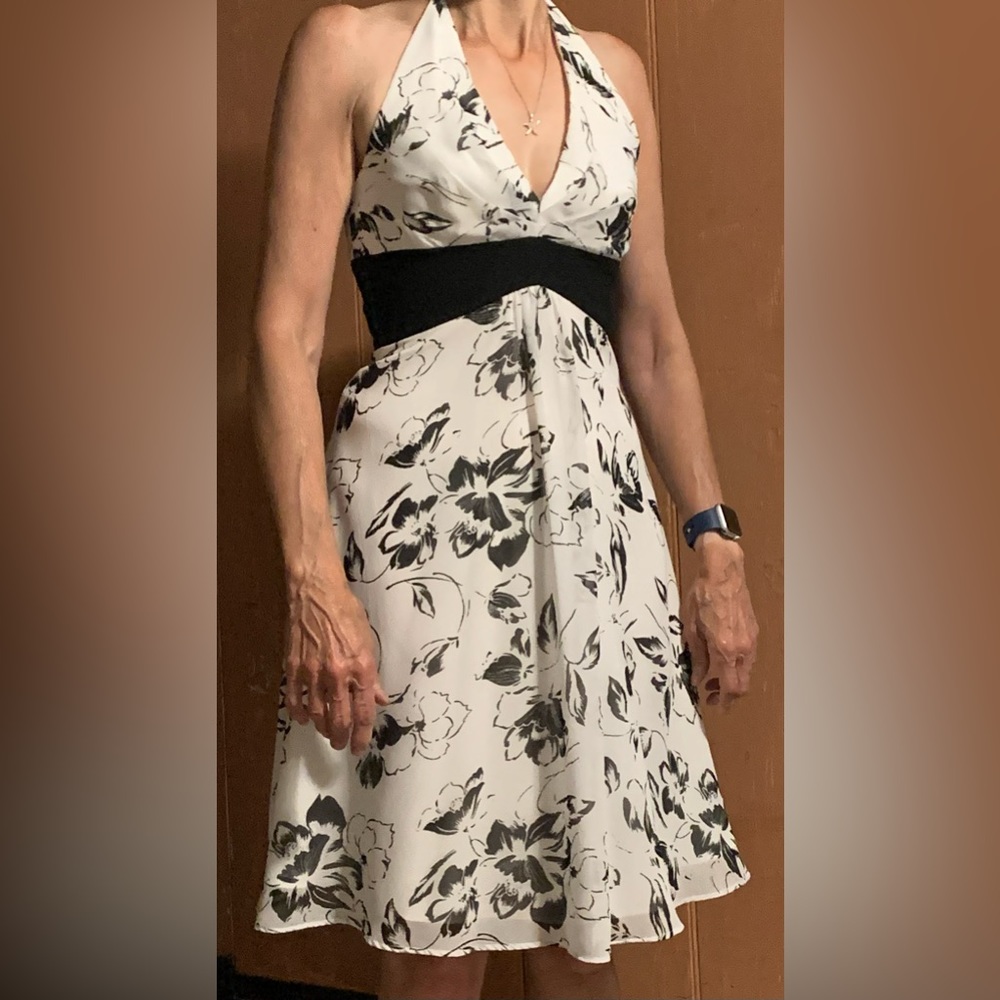 White House Black Market V-neck Halter Dress